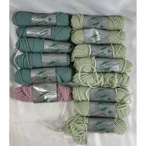 Elsa Williams Skeins Tapestry Wool Needlepoint Yarn Greens 1 Pink Set Of 14